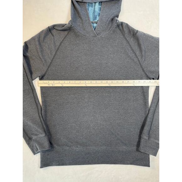 Lululemon Men's Gray Hoodie Reversible Active Pullover Shirt Large Black Teal - Picture 5 of 7